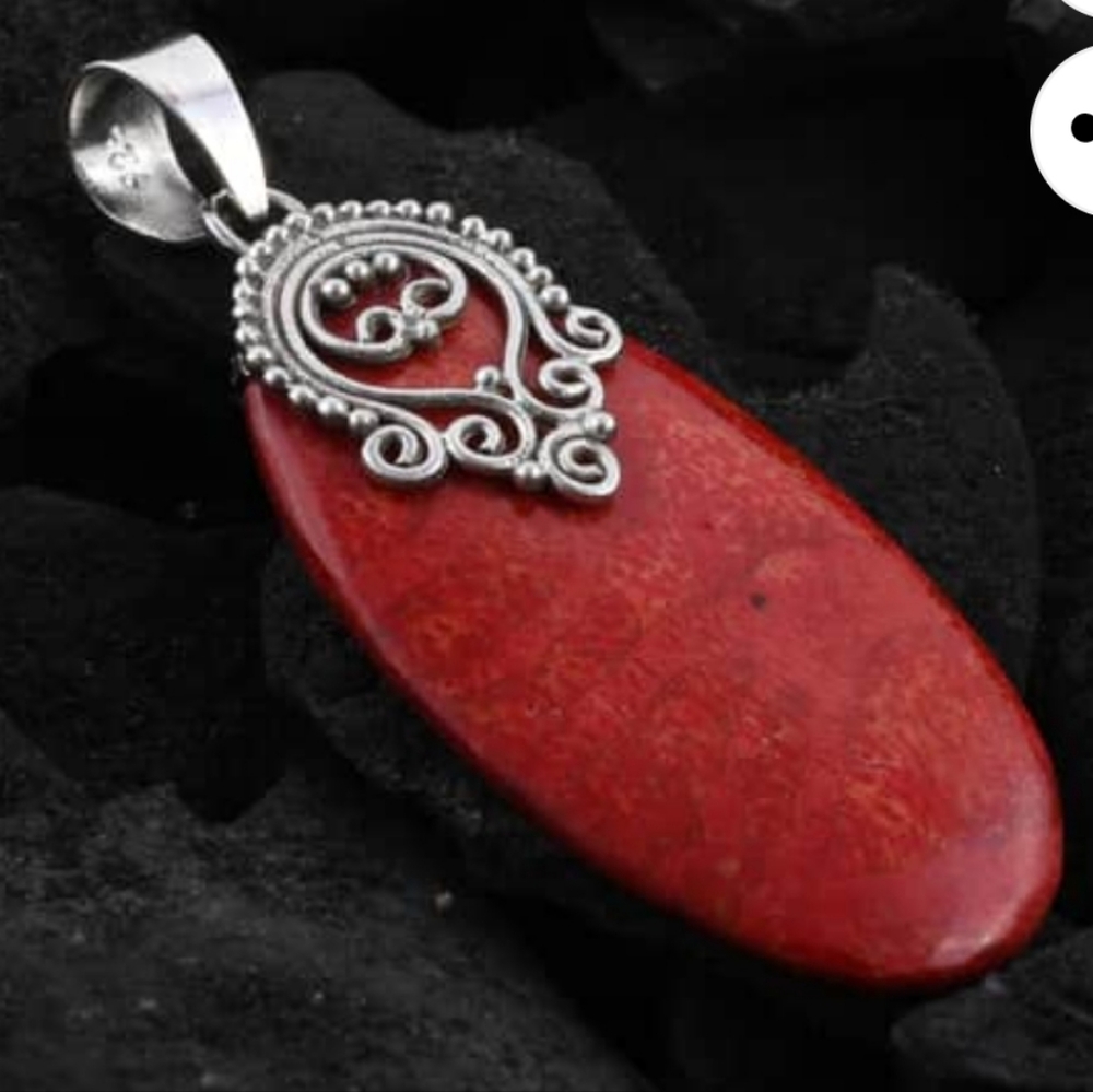 Sterling Silver Sponge Coral Pendant